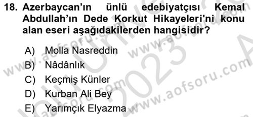 Çağdaş Türk Dünyası Dersi Ara Sınavı Deneme Sınav Soruları 18. Soru