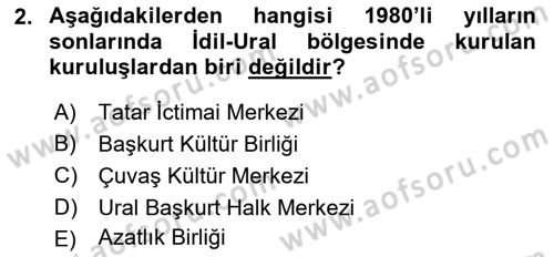 Çağdaş Türk Dünyası Dersi Ara Sınavı Deneme Sınav Soruları 2. Soru