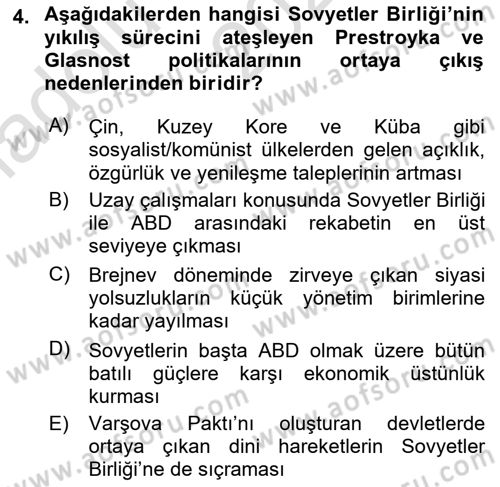 Çağdaş Türk Dünyası Dersi Ara Sınavı Deneme Sınav Soruları 4. Soru