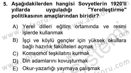 Çağdaş Türk Dünyası Dersi Ara Sınavı Deneme Sınav Soruları 5. Soru