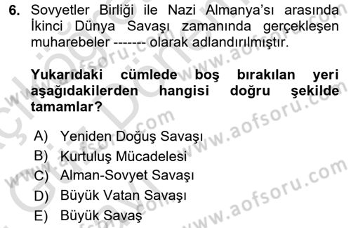 Çağdaş Türk Dünyası Dersi Ara Sınavı Deneme Sınav Soruları 6. Soru