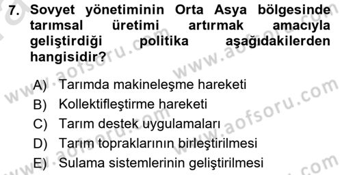 Çağdaş Türk Dünyası Dersi Ara Sınavı Deneme Sınav Soruları 7. Soru