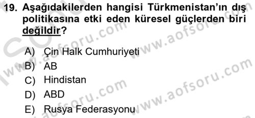 Çağdaş Türk Dünyası Dersi 2023 - 2024 Yılı (Final) Dönem Sonu Sınavı 19. Soru