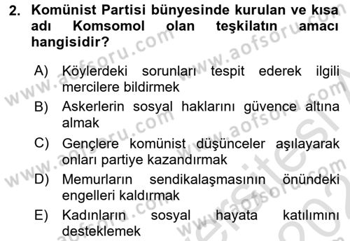 Çağdaş Türk Dünyası Dersi 2023 - 2024 Yılı (Final) Dönem Sonu Sınavı 2. Soru