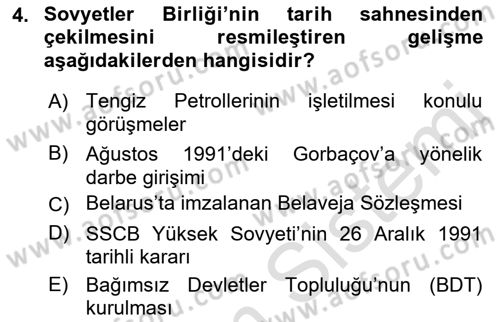 Çağdaş Türk Dünyası Dersi 2023 - 2024 Yılı (Final) Dönem Sonu Sınavı 4. Soru