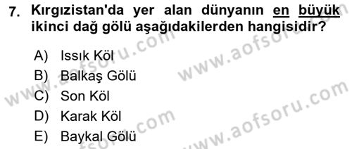 Çağdaş Türk Dünyası Dersi 2023 - 2024 Yılı (Final) Dönem Sonu Sınavı 7. Soru