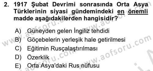 Çağdaş Türk Dünyası Dersi 2023 - 2024 Yılı Yaz Okulu Sınav Soruları 2. Soru