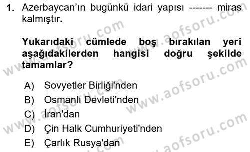 Çağdaş Türk Dünyası Dersi Ara Sınavı Deneme Sınav Soruları 1. Soru