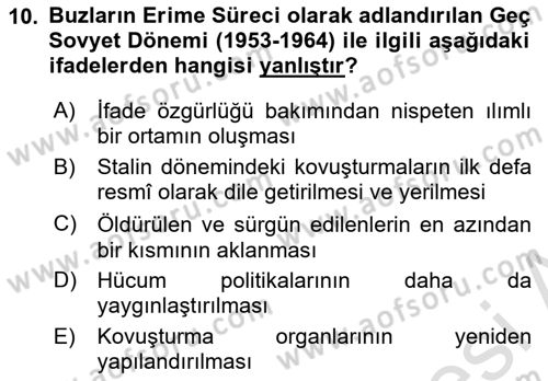 Çağdaş Türk Dünyası Dersi Ara Sınavı Deneme Sınav Soruları 10. Soru