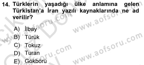 Çağdaş Türk Dünyası Dersi Ara Sınavı Deneme Sınav Soruları 14. Soru