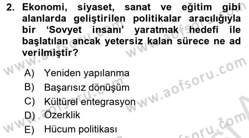 Çağdaş Türk Dünyası Dersi Ara Sınavı Deneme Sınav Soruları 2. Soru