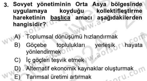 Çağdaş Türk Dünyası Dersi Ara Sınavı Deneme Sınav Soruları 3. Soru