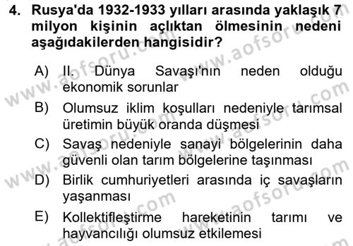 Çağdaş Türk Dünyası Dersi Ara Sınavı Deneme Sınav Soruları 4. Soru