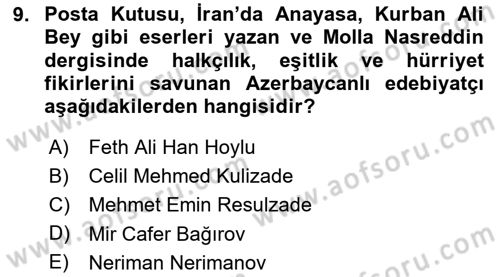 Çağdaş Türk Dünyası Dersi Ara Sınavı Deneme Sınav Soruları 9. Soru
