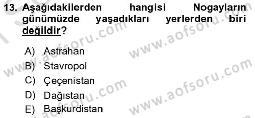 Çağdaş Türk Dünyası Dersi 2024 - 2025 Yılı (Final) Dönem Sonu Sınav Soruları 13. Soru