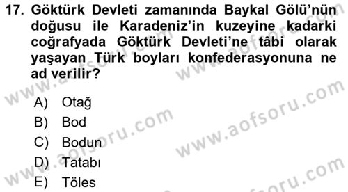 Çağdaş Türk Dünyası Dersi 2024 - 2025 Yılı (Final) Dönem Sonu Sınav Soruları 17. Soru