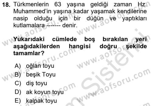 Çağdaş Türk Dünyası Dersi 2024 - 2025 Yılı (Final) Dönem Sonu Sınav Soruları 18. Soru