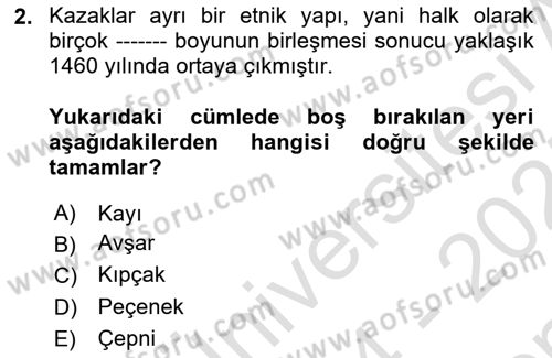 Çağdaş Türk Dünyası Dersi 2024 - 2025 Yılı (Final) Dönem Sonu Sınav Soruları 2. Soru