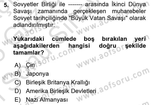 Çağdaş Türk Dünyası Dersi 2024 - 2025 Yılı (Final) Dönem Sonu Sınav Soruları 5. Soru