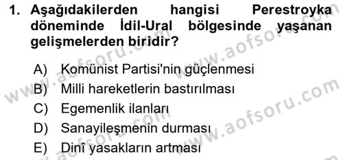 Çağdaş Türk Dünyası Dersi 2025 - 2026 Yılı (Vize) Ara Sınav Soruları 1. Soru
