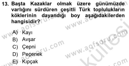 Çağdaş Türk Dünyası Dersi 2025 - 2026 Yılı (Vize) Ara Sınav Soruları 13. Soru