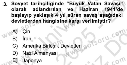 Çağdaş Türk Dünyası Dersi 2025 - 2026 Yılı (Vize) Ara Sınav Soruları 3. Soru