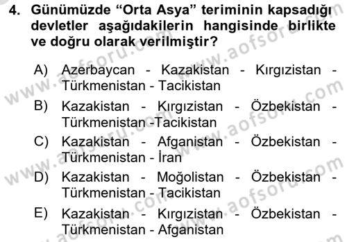 Çağdaş Türk Dünyası Dersi 2025 - 2026 Yılı (Vize) Ara Sınav Soruları 4. Soru