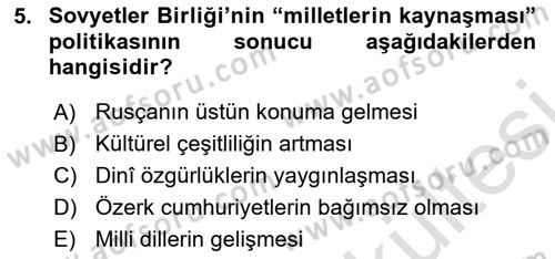 Çağdaş Türk Dünyası Dersi 2025 - 2026 Yılı (Vize) Ara Sınav Soruları 5. Soru