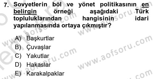 Çağdaş Türk Dünyası Dersi 2025 - 2026 Yılı (Vize) Ara Sınav Soruları 7. Soru