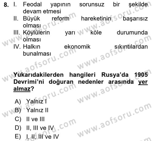 Çağdaş Türk Dünyası Dersi 2025 - 2026 Yılı (Vize) Ara Sınav Soruları 8. Soru