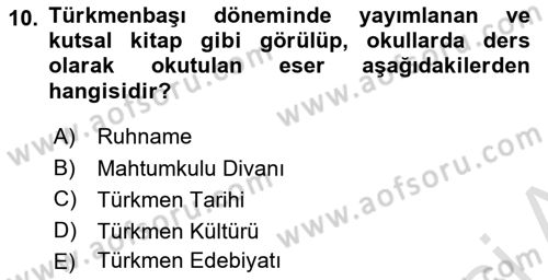 Çağdaş Türk Dünyası Dersi 2025 - 2026 Yılı (Final) Dönem Sonu Sınav Soruları 10. Soru