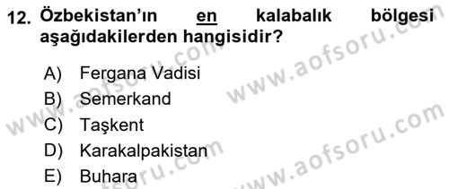 Çağdaş Türk Dünyası Dersi 2025 - 2026 Yılı (Final) Dönem Sonu Sınav Soruları 12. Soru