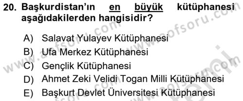 Çağdaş Türk Dünyası Dersi 2025 - 2026 Yılı (Final) Dönem Sonu Sınav Soruları 20. Soru