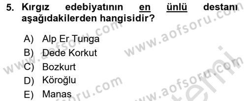 Çağdaş Türk Dünyası Dersi 2025 - 2026 Yılı (Final) Dönem Sonu Sınav Soruları 5. Soru