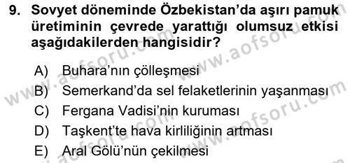 Çağdaş Türk Dünyası Dersi 2025 - 2026 Yılı (Final) Dönem Sonu Sınav Soruları 9. Soru