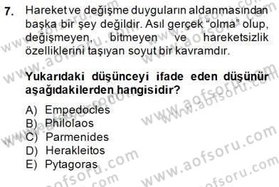 Bilim Tarihi Dersi 2014 - 2015 Yılı (Vize) Ara Sınav Soruları 7. Soru