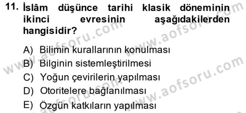 Bilim Tarihi Dersi 2014 - 2015 Yılı (Final) Dönem Sonu Sınav Soruları 11. Soru