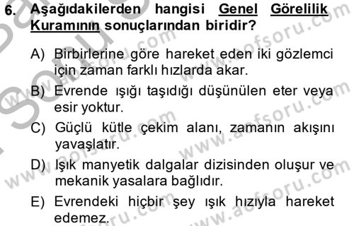 Bilim Tarihi Dersi 2014 - 2015 Yılı (Final) Dönem Sonu Sınav Soruları 6. Soru