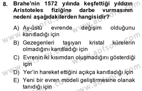 Bilim Tarihi Dersi 2014 - 2015 Yılı (Final) Dönem Sonu Sınav Soruları 8. Soru