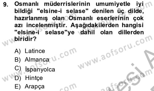 Bilim Tarihi Dersi 2014 - 2015 Yılı (Final) Dönem Sonu Sınav Soruları 9. Soru