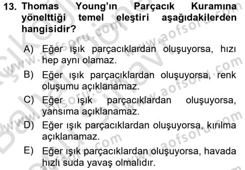 Bilim Tarihi Dersi 2015 - 2016 Yılı (Final) Dönem Sonu Sınav Soruları 13. Soru