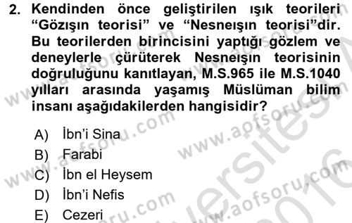 Bilim Tarihi Dersi 2015 - 2016 Yılı (Final) Dönem Sonu Sınav Soruları 2. Soru