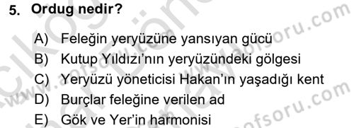 Bilim Tarihi Dersi 2015 - 2016 Yılı (Final) Dönem Sonu Sınav Soruları 5. Soru