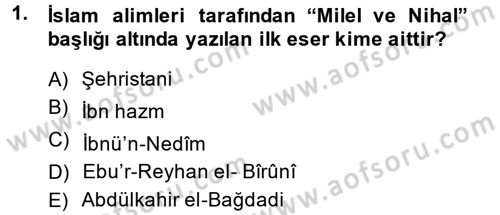 Yaşayan Dünya Dinleri Dersi 2014 - 2015 Yılı (Vize) Ara Sınav Soruları 1. Soru
