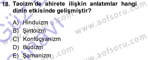 Yaşayan Dünya Dinleri Dersi 2014 - 2015 Yılı (Vize) Ara Sınav Soruları 18. Soru