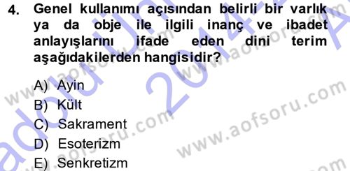 Yaşayan Dünya Dinleri Dersi 2014 - 2015 Yılı (Vize) Ara Sınav Soruları 4. Soru