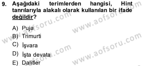 Yaşayan Dünya Dinleri Dersi 2014 - 2015 Yılı (Vize) Ara Sınav Soruları 9. Soru