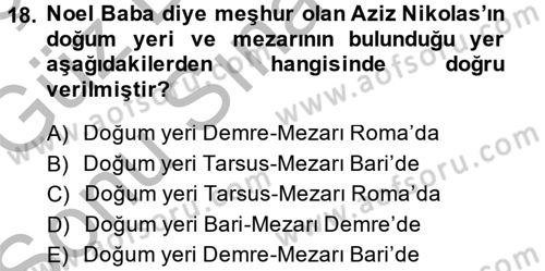 Yaşayan Dünya Dinleri Dersi 2014 - 2015 Yılı (Final) Dönem Sonu Sınav Soruları 18. Soru