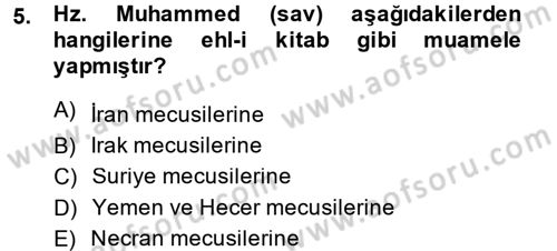 Yaşayan Dünya Dinleri Dersi 2014 - 2015 Yılı (Final) Dönem Sonu Sınav Soruları 5. Soru