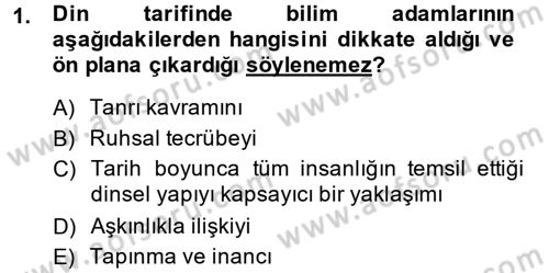 Yaşayan Dünya Dinleri Dersi 2014 - 2015 Yılı Tek Ders Sınav Soruları 1. Soru